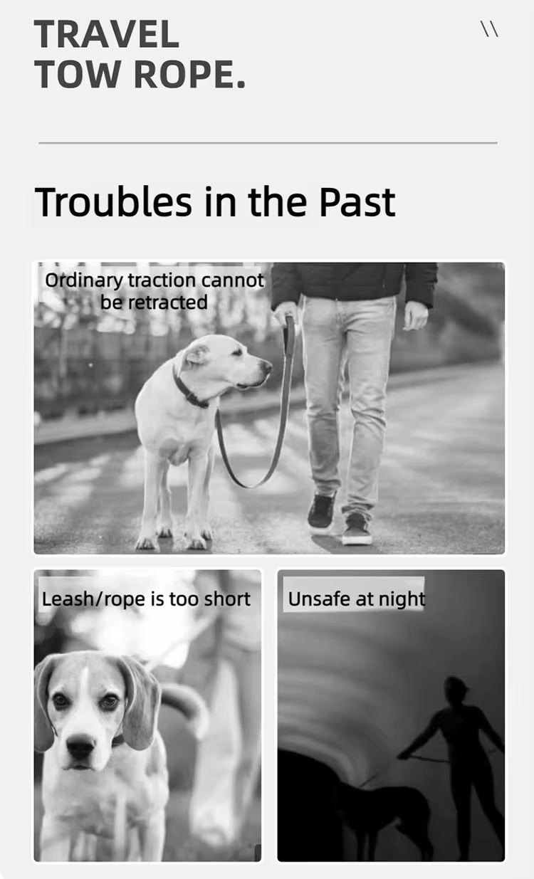 Dog Leash, LED Light Dog Leash, Ergonomic Dog Leash, High-Strength Dog Leash, Anti-Bite Dog Leash, USB Rechargeable Dog Leash, Dog Outdoor Supplies, Pet Supplies