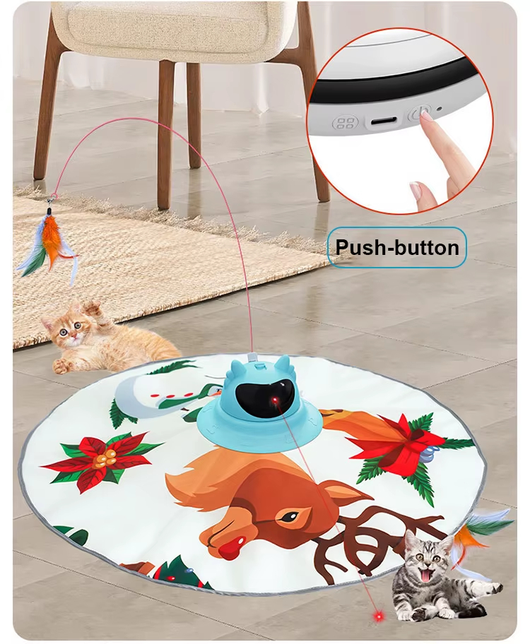 Cat Laser Turntable Toy, 4-in-1 Cat Toy, Multi-functional Cat Toy, USB Rechargeable Cat Toy, Laser Cat Teaser, Ball Track Toy, Safe Cat Toy, Treat Dispenser Toy