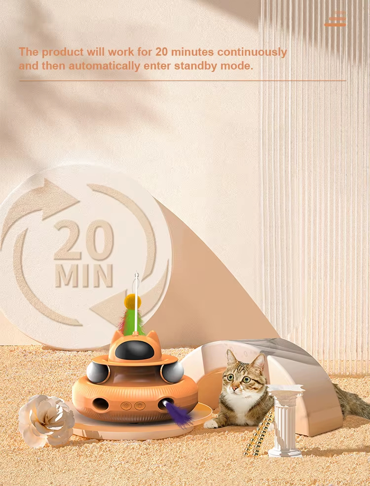 Cat Laser Turntable Toy, 4-in-1 Cat Toy, Multi-functional Cat Toy, USB Rechargeable Cat Toy, Laser Cat Teaser, Ball Track Toy, Safe Cat Toy
