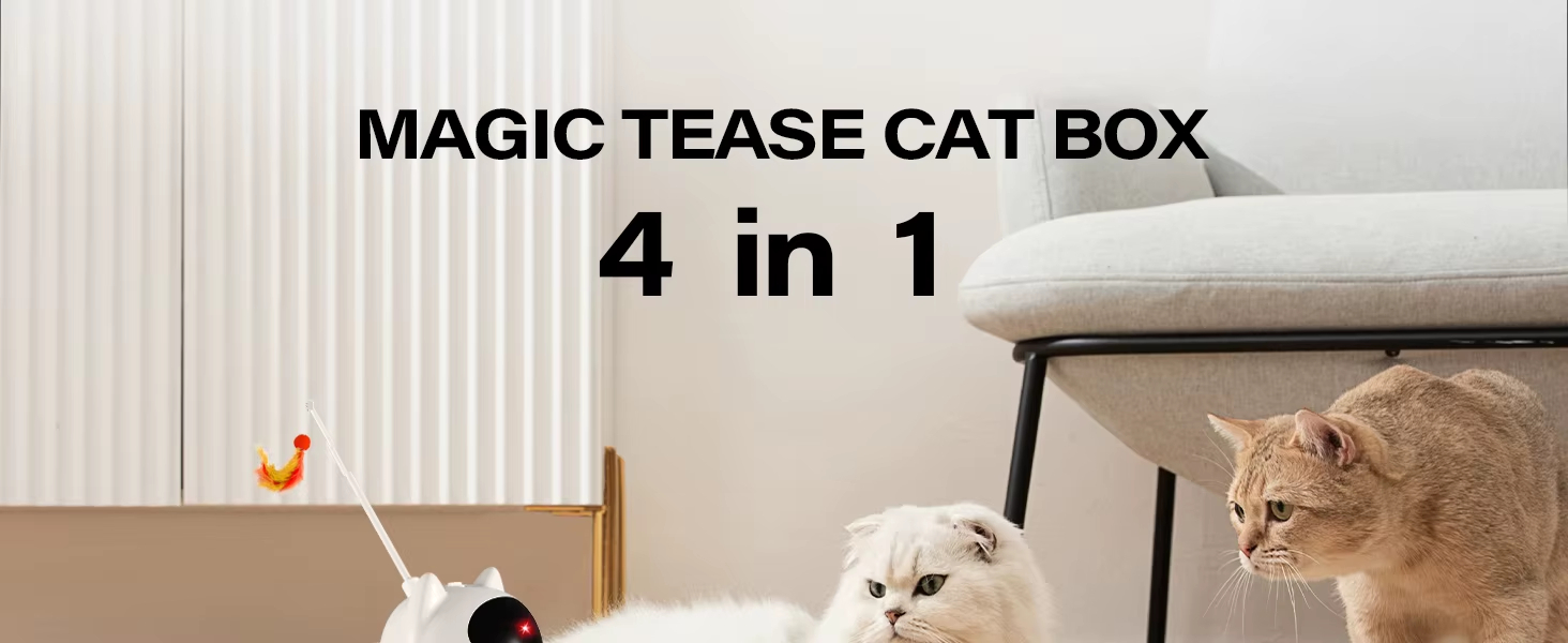 Cat Laser Turntable Toy, 4-in-1 Cat Toy, Multi-functional Cat Toy, USB Rechargeable Cat Toy, Laser Cat Teaser, Ball Track Toy, Safe Cat Toy