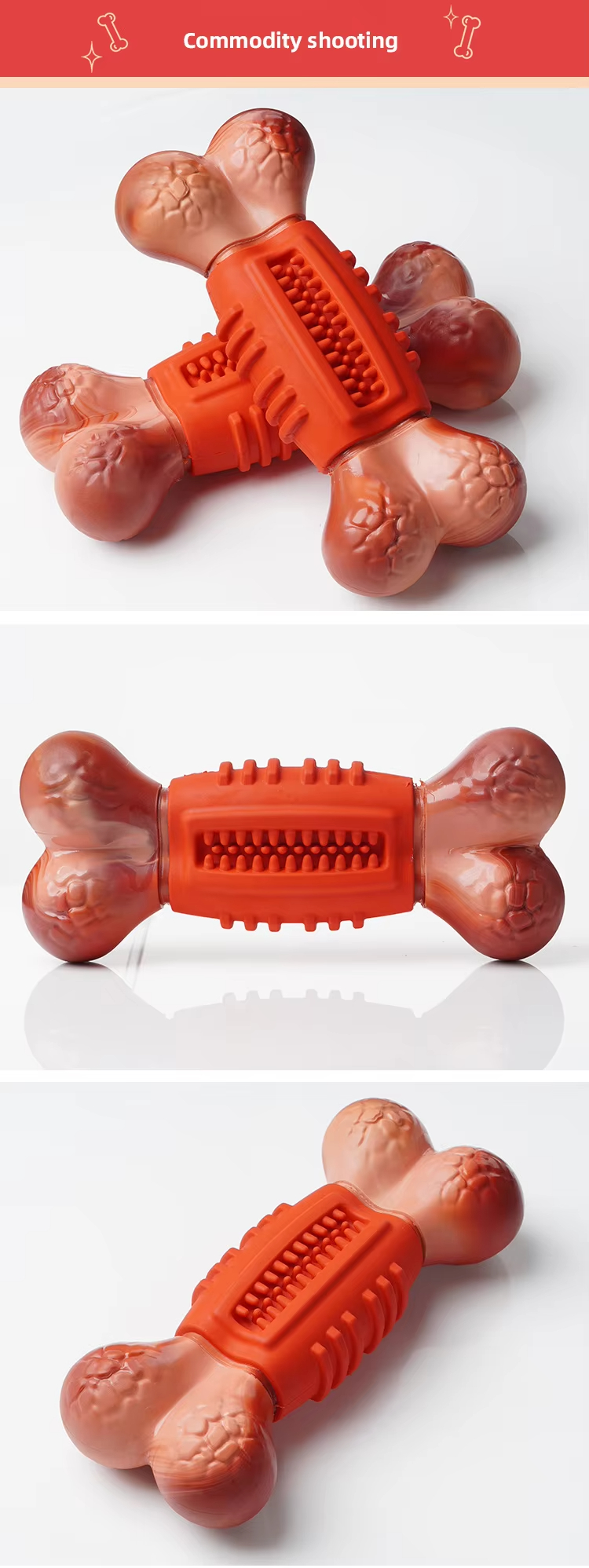 Dog Teething Bone, Bite-Resistant Toy, Dog Teeth Cleaning Toy, Natural Rubber Dog Toy, Eco-Friendly Non-toxic Pet Toy, Pet Puzzle Toy, Treat Dispensing Ball

