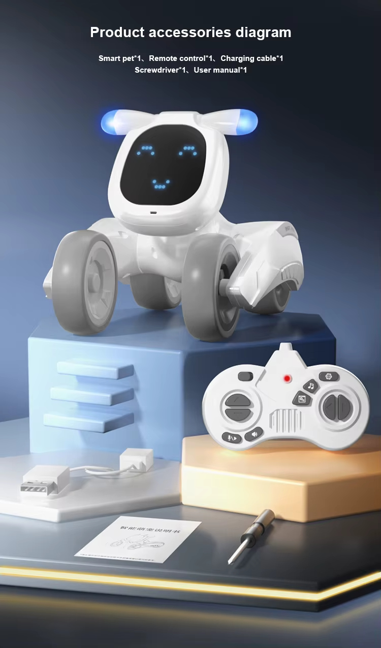Smart Pet Robot, Programmable Toy Dog, Voice Controlled Toy, Pet Interactive Toy, USB Rechargeable Toy, Kids Robot Toy, Toy with Face Expressions, Remote Control Robot Dog