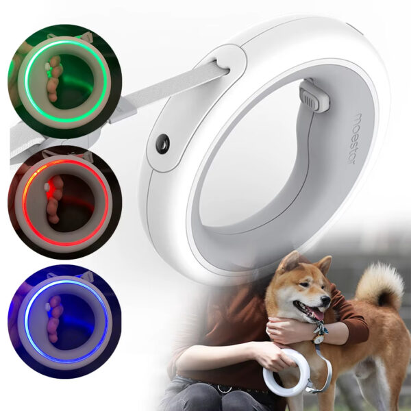 LED Luminous Dog Leash, Moestar V 2.0 Dog Leash, Night Safety Dog Leash, Super Elastic Leash, Ring Handle Dog Leash, Dog Leash, Tangle-Free Dog Leash, Pet Leash, Dog Training Leash, Automatic Retractable Leash