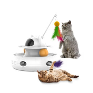 Cat Laser Turntable Toy, 4-in-1 Cat Toy, Multi-functional Cat Toy, USB Rechargeable Cat Toy, Laser Cat Teaser, Ball Track Toy, Safe Cat Toy