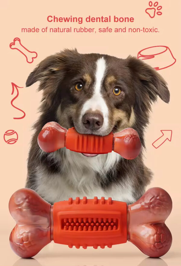 Dog Teething Bone, Bite-Resistant Toy, Dog Teeth Cleaning Toy, Natural Rubber Dog Toy, Eco-Friendly Non-toxic Pet Toy, Pet Puzzle Toy, Treat Dispensing Ball