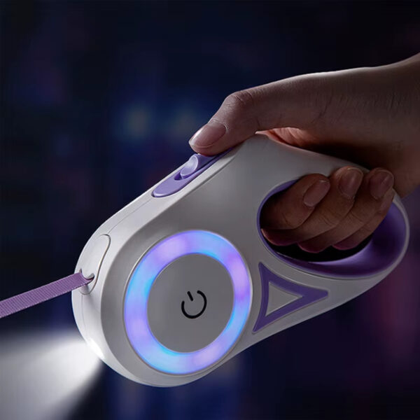 Dog Leash, LED Light Dog Leash, Night Safety Dog Leash, Automatic Retractable Dog Leash, Tangle-Free Dog Leash, High-Strength Anti-Bite Rope, Pet Training Leash, RGB Light Dog Leash, Touch Control Dog Leash, Precision Bearing Dog Leash
