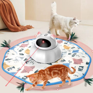 4-in-1 Smart Interactive Cat Toy: Laser Turntable, Automatic Feather, Treat Dispenser, Tracking Balls, USB Rechargeable, Multi-Mode, Safe Design