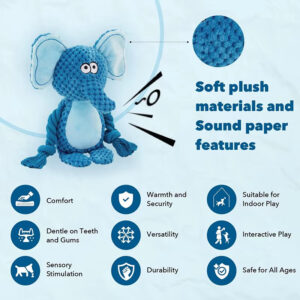 Pet Chew Interactive Toy: Durable Rope Limbs, Built-in Squeaker & Crinkle Paper, Multiple Animal Shapes, Eco-Friendly, Non-toxic, Teeth Cleaning, Suitable for All Dogs