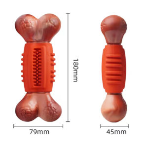 Pet Chew Toy: Bite-Resistant Bone, Teeth Cleaning, Natural Rubber + Nylon, Beef Flavor, Non-toxic, Interactive
