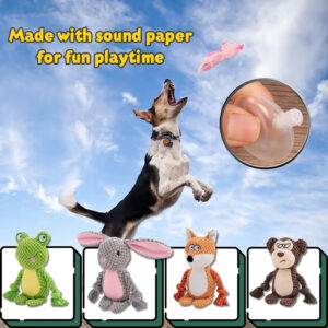 Pet Chew Interactive Toy: Durable Rope Limbs, Built-in Squeaker & Crinkle Paper, Multiple Animal Shapes, Eco-Friendly, Non-toxic, Teeth Cleaning, Suitable for All Dogs