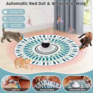 4-in-1 Smart Interactive Cat Toy: Laser Turntable, Automatic Feather, Treat Dispenser, Tracking Balls, USB Rechargeable, Multi-Mode, Safe Design