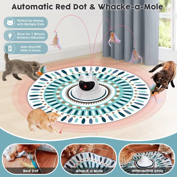 Cat Laser Turntable Toy, 4-in-1 Cat Toy, Multi-functional Cat Toy, USB Rechargeable Cat Toy, Laser Cat Teaser, Ball Track Toy, Safe Cat Toy, Treat Dispenser Toy