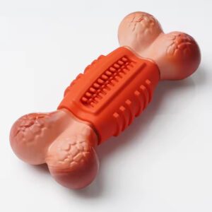 Pet Chew Toy: Bite-Resistant Bone, Teeth Cleaning, Natural Rubber + Nylon, Beef Flavor, Non-toxic, Interactive