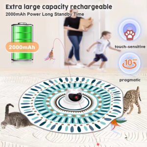 4-in-1 Smart Interactive Cat Toy: Laser Turntable, Automatic Feather, Treat Dispenser, Tracking Balls, USB Rechargeable, Multi-Mode, Safe Design