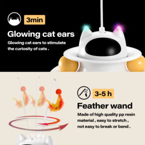4-in-1 Smart Interactive Cat Toy: Laser Turntable, Automatic Feather, Tracking Balls, Teaser Wand, USB Rechargeable, Multi-Mode, Safe Design
