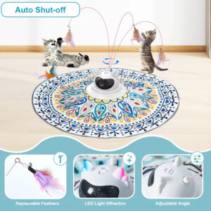 4-in-1 Smart Interactive Cat Toy: Laser Turntable, Automatic Feather, Treat Dispenser, Tracking Balls, USB Rechargeable, Multi-Mode, Safe Design