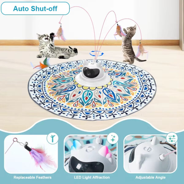 Cat Laser Turntable Toy, 4-in-1 Cat Toy, Multi-functional Cat Toy, USB Rechargeable Cat Toy, Laser Cat Teaser, Ball Track Toy, Safe Cat Toy, Treat Dispenser Toy